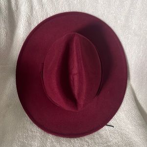 Maroon Colored Brimmed Hat.